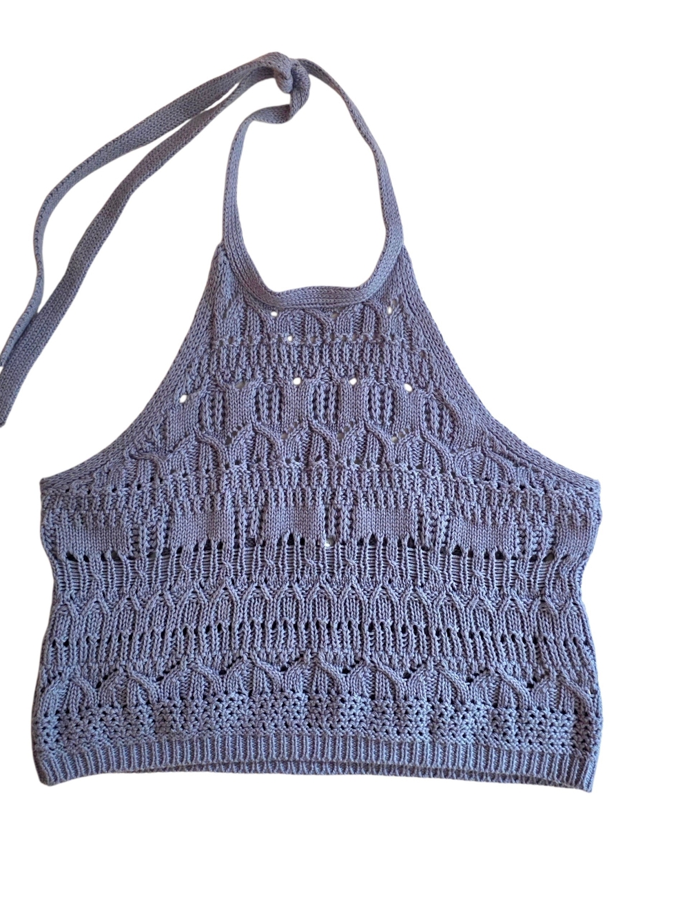 Charlotte Russe Knit Halter Top M Purple Blue Crochet Festival Boho Vacation Y2K
